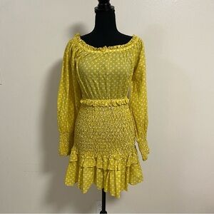Alexis Dress Women’s size Large Yellow Marilena Smocked Off-The-Shoulder Dress